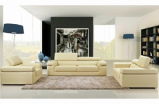 ensemble decontraction, 3 pièces canapé 3 places + 2 places + fauteuil en cuir luxe italien vachette vénésetti cuir prestige luxe ecru n°435 - vénésetti. 